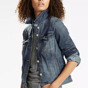 NEW Classic Stretch Trucker Jacket Sz L Belle Blue